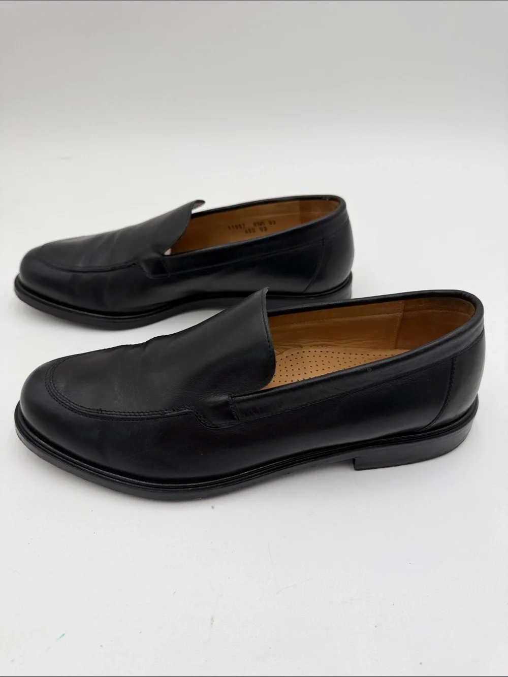 COLE HAAN sz8.5M Black Leather Smooth Loafers MADE IN USA FULL LEATHER